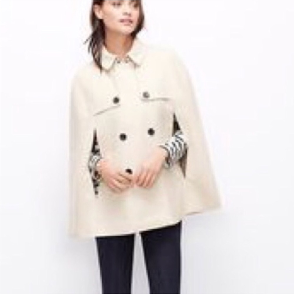 Ann Taylor Loft Double Breasted Tan Trench Cape